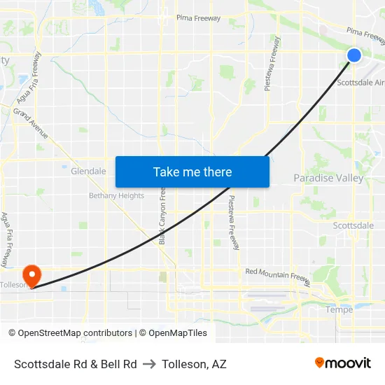 Scottsdale Rd & Bell Rd to Tolleson, AZ map