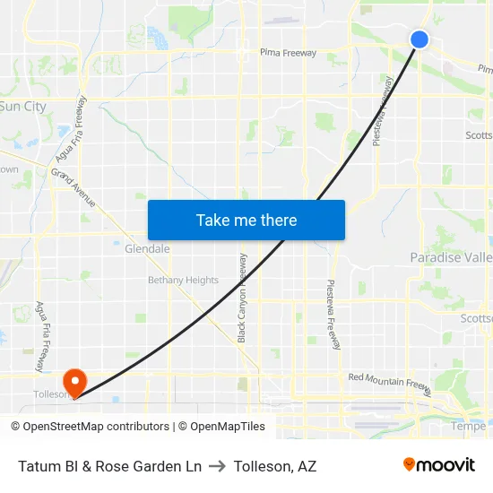 Tatum Bl & Rose Garden Ln to Tolleson, AZ map