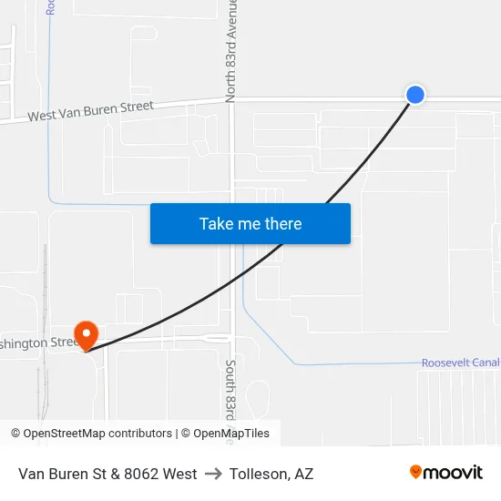 Van Buren St & 8062 West to Tolleson, AZ map