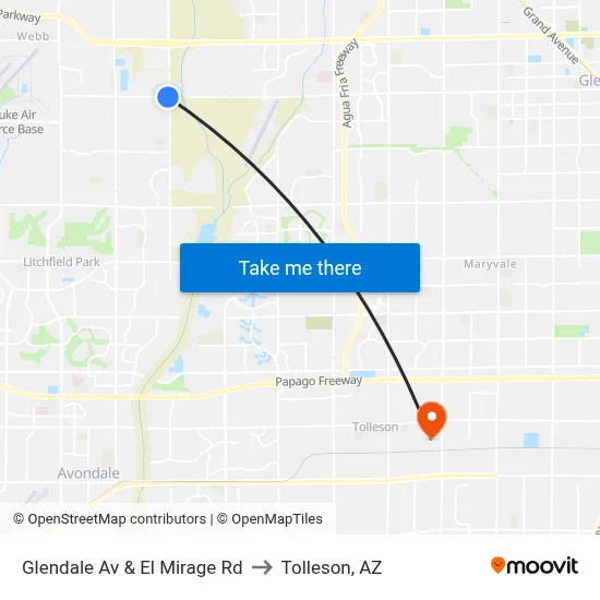 Glendale Av & El Mirage Rd to Tolleson, AZ map