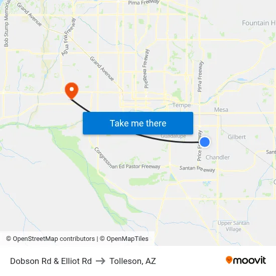 Dobson Rd & Elliot Rd to Tolleson, AZ map