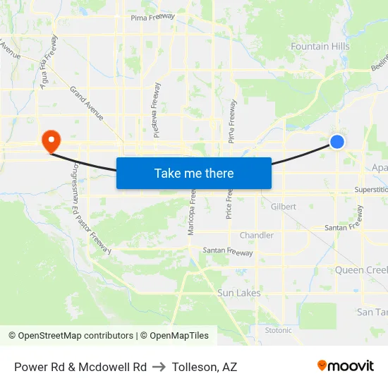 Power Rd & Mcdowell Rd to Tolleson, AZ map