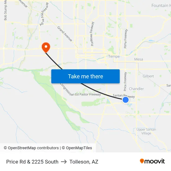 Price Rd & 2225 South to Tolleson, AZ map