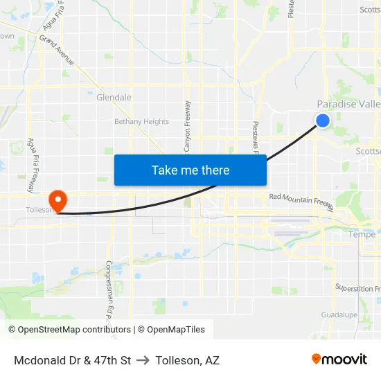 Mcdonald Dr & 47th St to Tolleson, AZ map