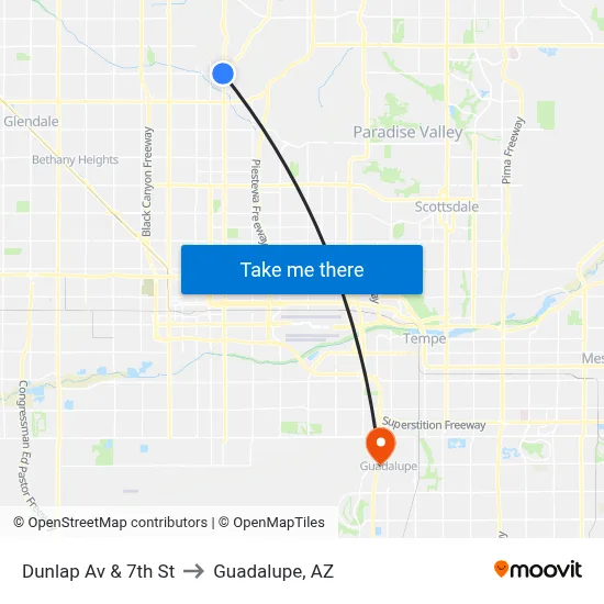 Dunlap Av & 7th St to Guadalupe, AZ map