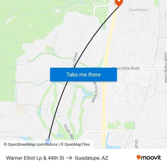 Warner Elliot Lp & 44th St to Guadalupe, AZ map