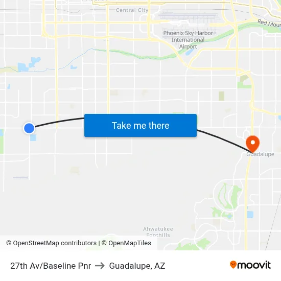 27th Av/Baseline Pnr to Guadalupe, AZ map