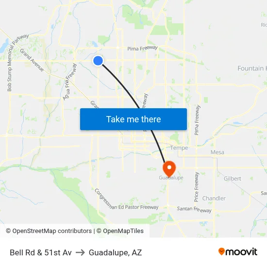 Bell Rd & 51st Av to Guadalupe, AZ map