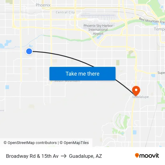 Broadway Rd & 15th Av to Guadalupe, AZ map