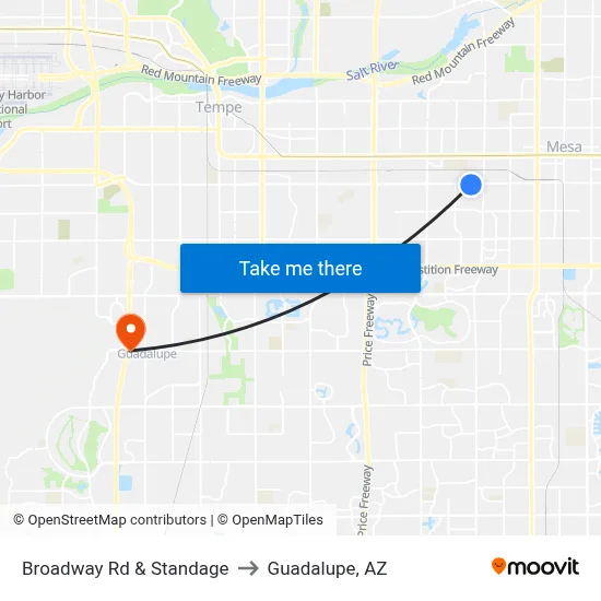Broadway Rd & Standage to Guadalupe, AZ map