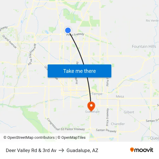 Deer Valley Rd & 3rd Av to Guadalupe, AZ map