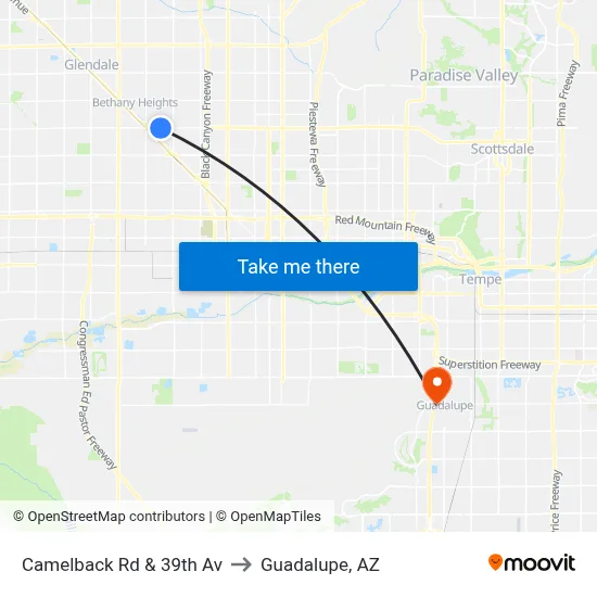 Camelback Rd & 39th Av to Guadalupe, AZ map