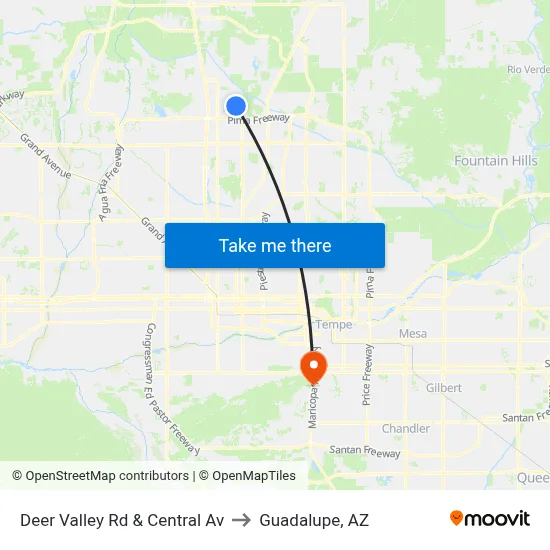 Deer Valley Rd & Central Av to Guadalupe, AZ map