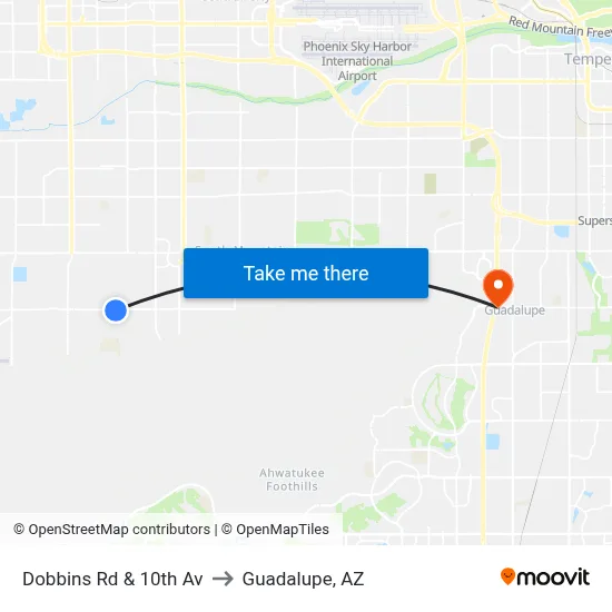 Dobbins Rd & 10th Av to Guadalupe, AZ map