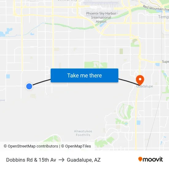 Dobbins Rd & 15th Av to Guadalupe, AZ map