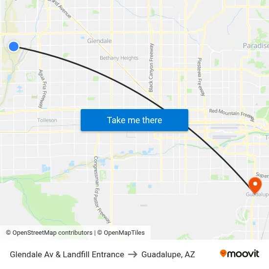 Glendale Av & Landfill Entrance to Guadalupe, AZ map