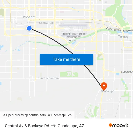 Central Av & Buckeye Rd to Guadalupe, AZ map