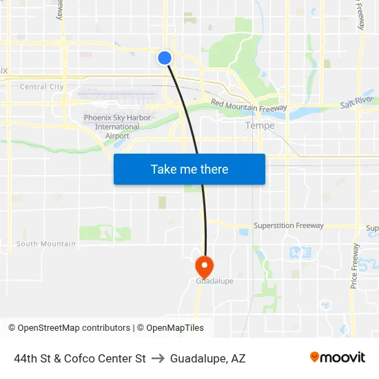 44th St & Cofco Center St to Guadalupe, AZ map