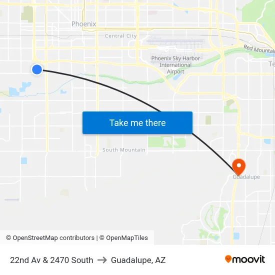 22nd Av & 2470 South to Guadalupe, AZ map