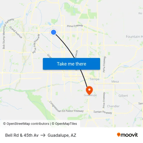 Bell Rd & 45th Av to Guadalupe, AZ map