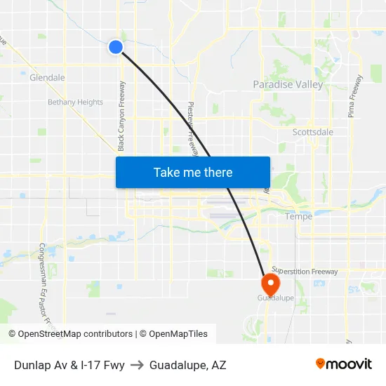 Dunlap Av & I-17 Fwy to Guadalupe, AZ map