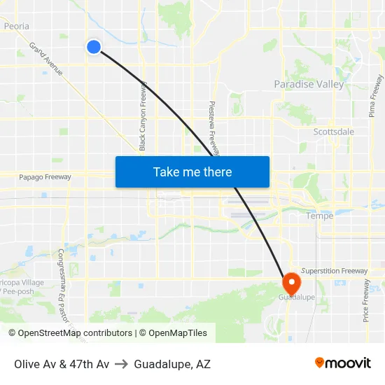 Olive Av & 47th Av to Guadalupe, AZ map