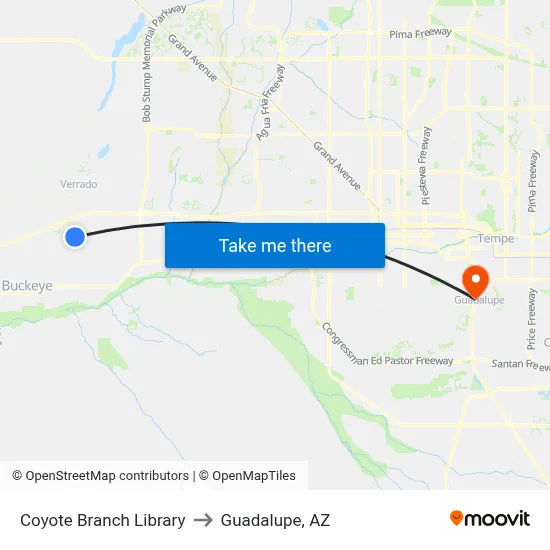 Coyote Branch Library to Guadalupe, AZ map