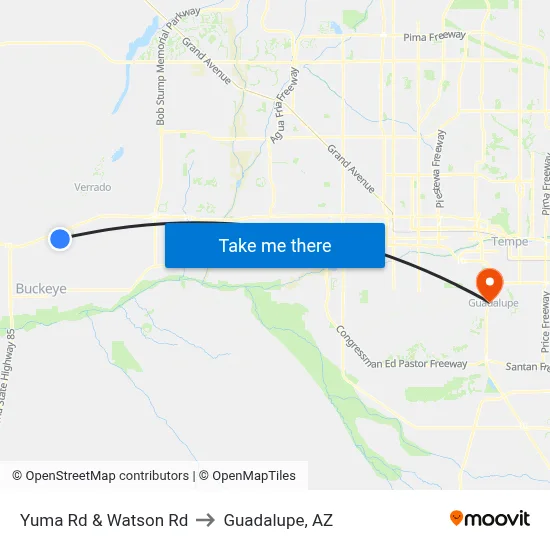 Yuma Rd & Watson Rd to Guadalupe, AZ map