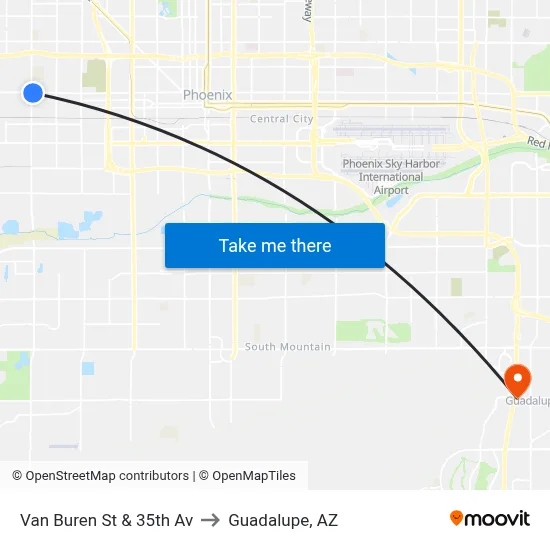 Van Buren St & 35th Av to Guadalupe, AZ map
