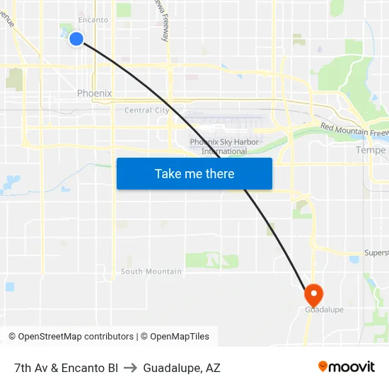 7th Av & Encanto Bl to Guadalupe, AZ map