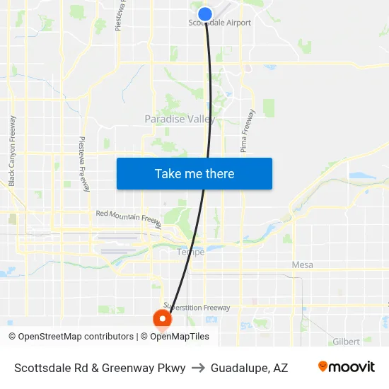 Scottsdale Rd & Greenway Pkwy to Guadalupe, AZ map