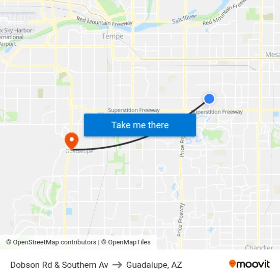 Dobson Rd & Southern Av to Guadalupe, AZ map