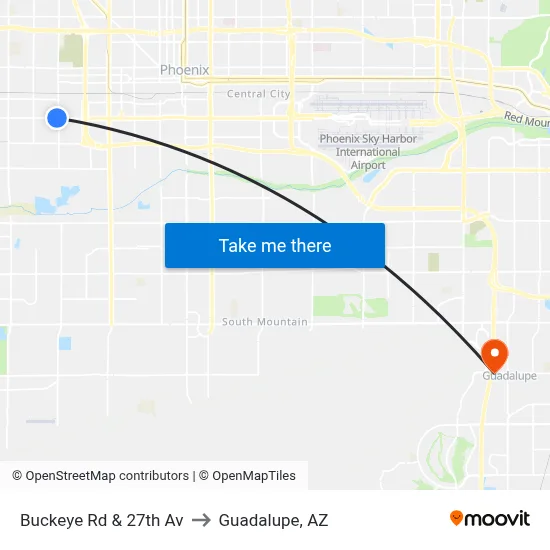 Buckeye Rd & 27th Av to Guadalupe, AZ map