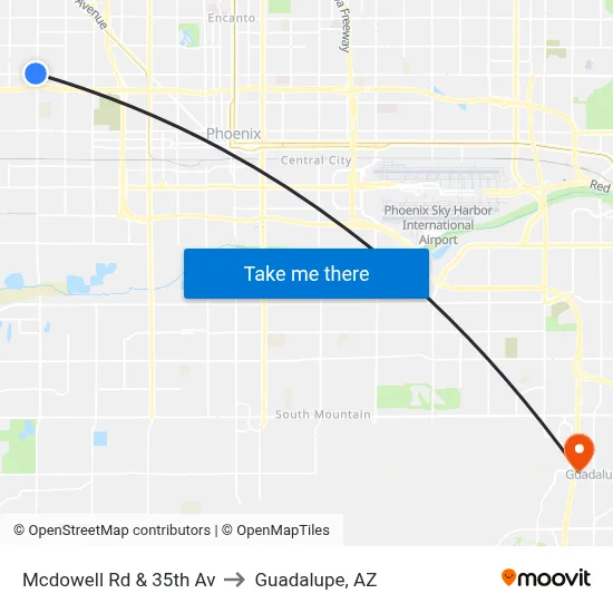 Mcdowell Rd & 35th Av to Guadalupe, AZ map