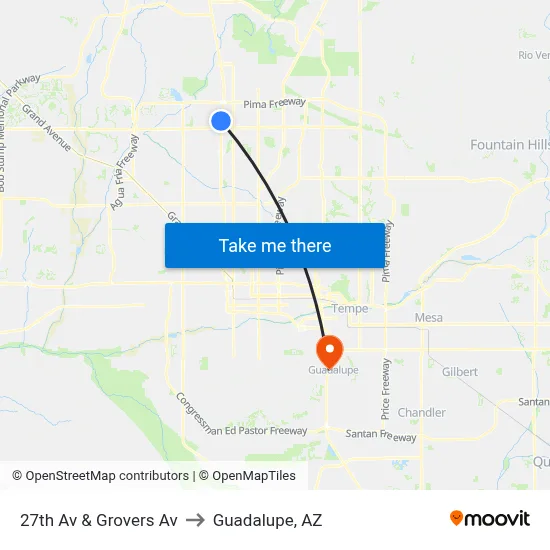 27th Av & Grovers Av to Guadalupe, AZ map