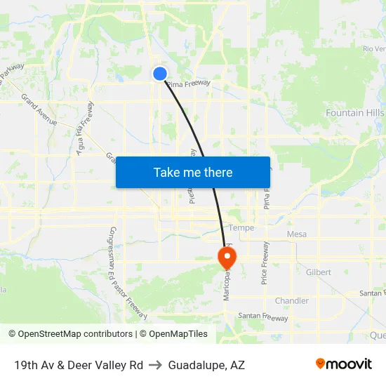 19th Av & Deer Valley Rd to Guadalupe, AZ map