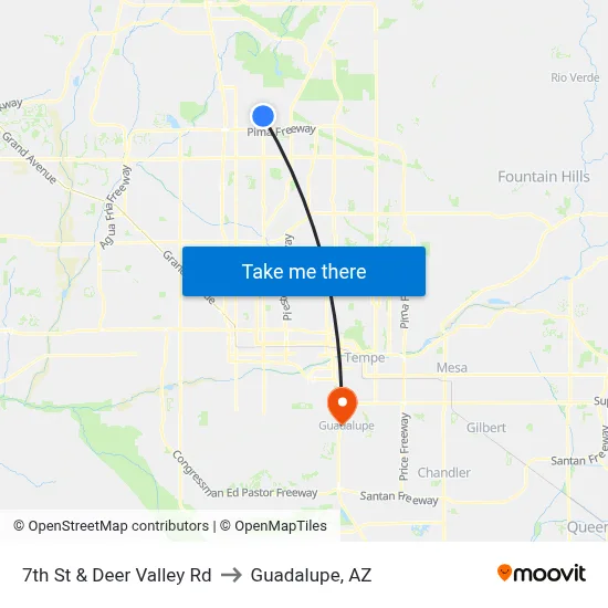 7th St & Deer Valley Rd to Guadalupe, AZ map