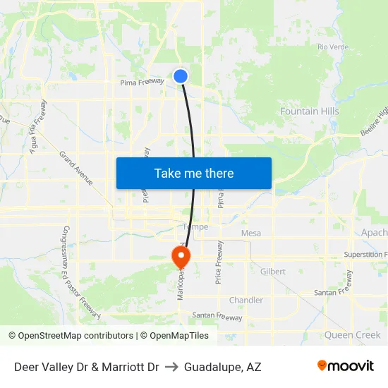 Deer Valley Dr & Marriott Dr to Guadalupe, AZ map