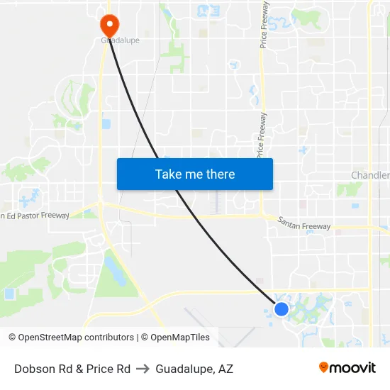 Dobson Rd & Price Rd to Guadalupe, AZ map