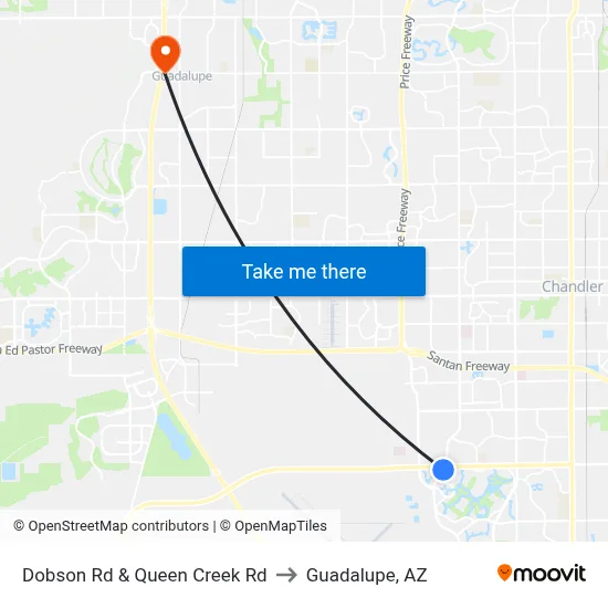 Dobson Rd & Queen Creek Rd to Guadalupe, AZ map