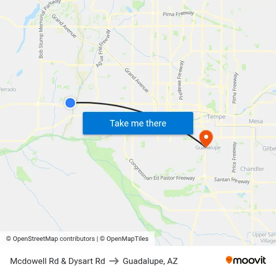 Mcdowell Rd & Dysart Rd to Guadalupe, AZ map
