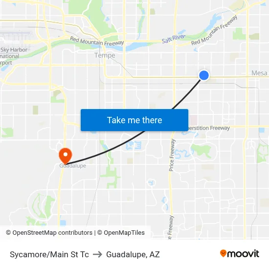 Sycamore/Main St Tc to Guadalupe, AZ map