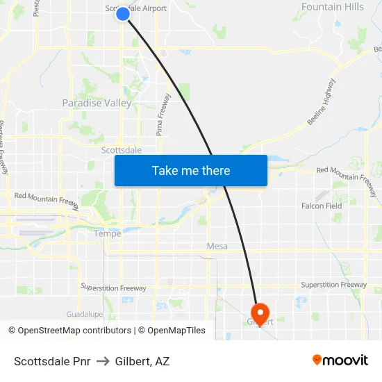 Scottsdale Pnr to Gilbert, AZ map