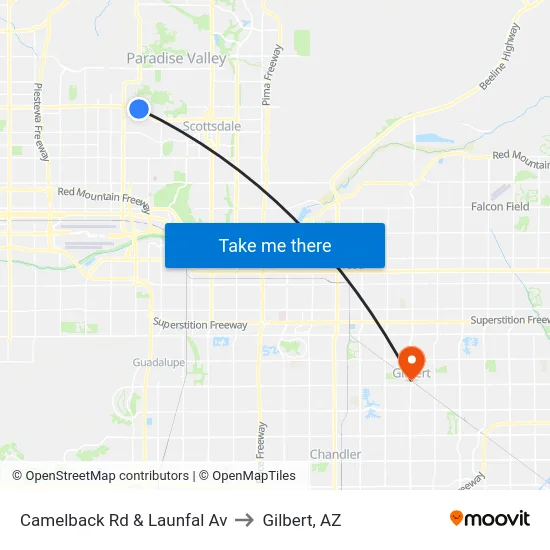 Camelback Rd & Launfal Av to Gilbert, AZ map