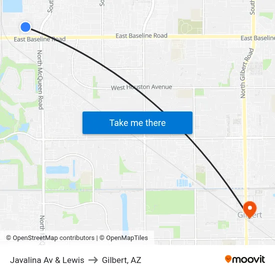 Javalina Av & Lewis to Gilbert, AZ map