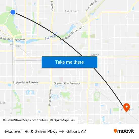 Mcdowell Rd & Galvin Pkwy to Gilbert, AZ map