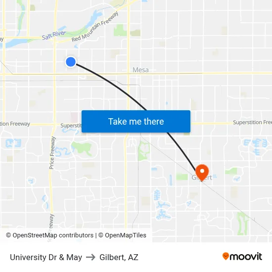 University Dr & May to Gilbert, AZ map