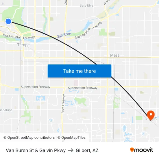 Van Buren St & Galvin Pkwy to Gilbert, AZ map