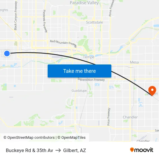 Buckeye Rd & 35th Av to Gilbert, AZ map