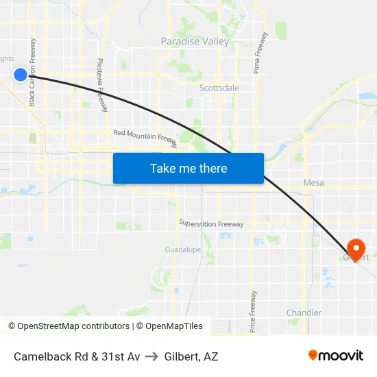 Camelback Rd & 31st Av to Gilbert, AZ map
